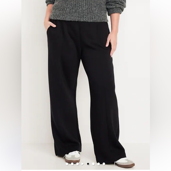 High-Waisted Dynamic Fleece Wide-Leg Pants Black - Picture 1 of 15